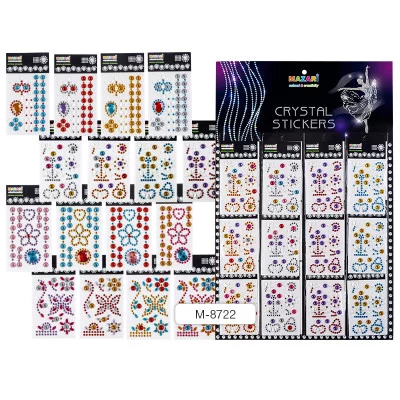 Стразы-наклейки M-8722 акриловые АССОРТИ-6, 1 шт