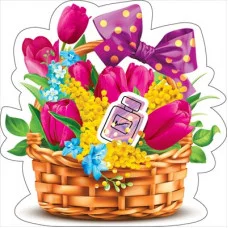 Украшение на скотче Корзинка с тюльпанами и мимозой 079249 079.249