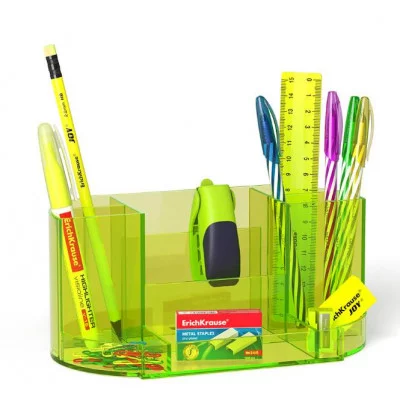 Набор настольный пластиковый ErichKrause Victoria Neon желтый 52881