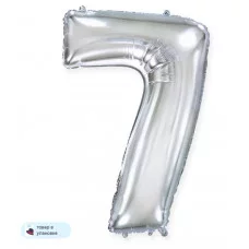 Шар (40\'\'/102 см) Цифра, 7, Серебро, 1 шт. в уп. B901767P