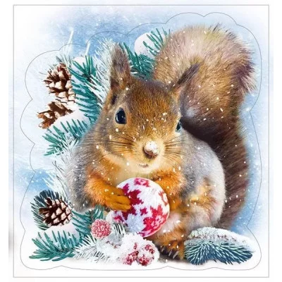 Наклейка двусторонняя "Новогодняя белочка", Горчаков 460326247500379308