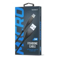 Кабель BoraSCO (38499) Fishbone micro USB черный, 1 м, 3A, 4627174894677