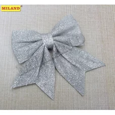 Новогоднее украшение Бант на ёлку, серебряный Звёздная пыль, 17*18 см НУ-1309