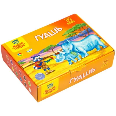 Гуашь Мульти-Пульти "Енот в Африке", 12 цветов, 20мл, картон 255236