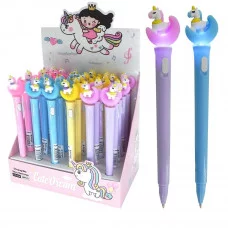 Ручка шариковая Alingar, " Единорог ", 0,7 мм, синяя, с подсветкой,  круглый, цветной, пластиковый корпус, картонная упаковка AL10893