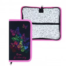 ПКТ 03-20 MAX Бабочки неон - пенал п/э 1-отдел. средний 212*115*26