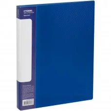 Папка на 4 кольцах СТАММ "Кристалл" А4, 40мм, 700мкм, пластик, синяя 355695