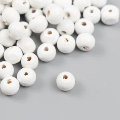 Бусины для творчества дерево "Белые" d=0,8 см набор 20 гр   9888412