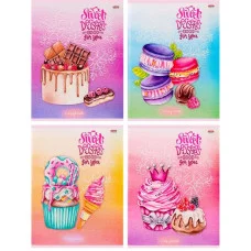 Тетрадь КЛЕТКА 96л. СЛАДКИЕ ДЕСЕРТЫ (96-8040) глиттер, цвет.мелов.обл. 96-8040