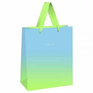 Пакет подарочный 1шт 18*23*10см MESHU "Duotone. Blue-Green gradient", отд. фольгой, матовая ламинация 354621