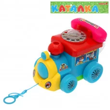 Каталка "Паровоз с телефоном" на веревке 668812