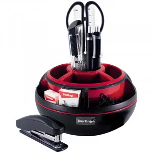 Настольный органайзер Berlingo "Apex", 9 предметов, вращающийся, черный/красный BERLINGO_ 255737