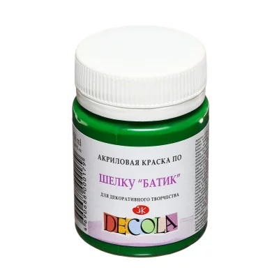 Краска по шелку "Батик" акрил 50мл банка ЗХК "Декола" Зеленая средняя 4428722 3245605