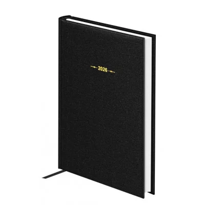 Ежедневник датированный 2026г., А5, 176л., твердый переплет, балакрон, BG "Ariane. Black", черный 380036