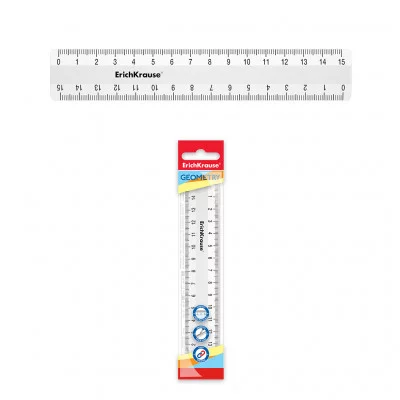 Линейка пластиковая ErichKrause® Classic, 15см, белый, во флоупаке 53871