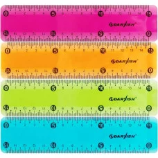 Линейка 15см мягкий пластик, прозрачная ассорти "Darvish" DV-7276