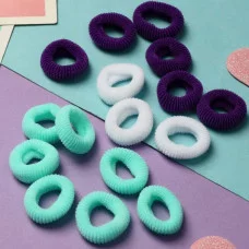 Резинка для волос "Махрушка спорт" (набор 100 шт) 2см белый зелёный фиолетовый 9732062