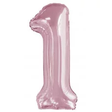 Шар (34\'\'/86 см) Цифра, 1 Slim, Светло-розовый, 1 шт. в уп. 130011