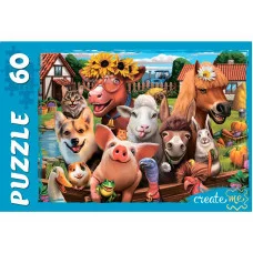 ПАЗЛЫ 60 элементов. ЗАБАВНЫЕ ЖИВОТНЫЕ № 6 (Арт. П60-0430)