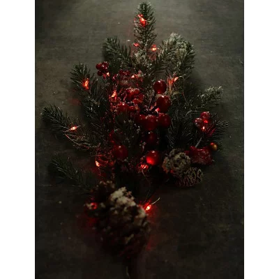 Новогоднее украшение Гирлянда-проволока 1,9 м, 20 красных ламп, на батарейках 2*CR2032 НУ-3651