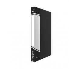 Папка с кольцами inФОРМАТ 4 кольца А4 черный пластик 25 мм 040779