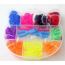 Набор цветных резиночек для плетения браслетов, 1000шт + крючок,S-клипсы,рогатка AN-32114