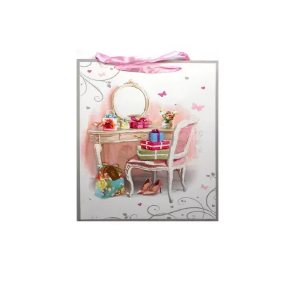 Dream cards Пакет подарочный с глянц.лам.и глиттером 32х26х12 см (L)Женская мечта,210г ПП-0220