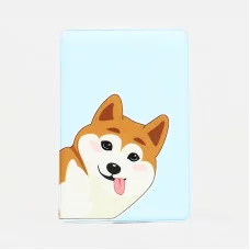 Обложка для проездного, одинарная 6,5*0,3*9,5см, "Собака" , голубой 9622607