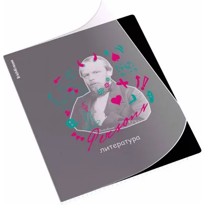 Тетрадь общая ученическая с пластиковой обложкой на скобе ErichKrause Persons, Литература, 48 листов, линейка 59493