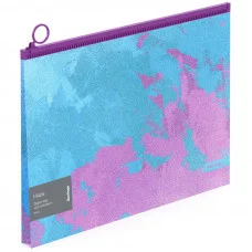 Папка-конверт на молнии с расширением Berlingo "Haze" А4, 180мкм, голубая/сиреневая, с рисунком, с эффектом блесток 334655