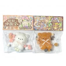 Антистресс Сквиш Лапка Мишка с Бантиком + Помпонами AF-106