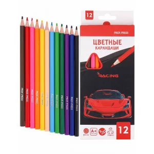 Карандаши цветн пластик 2М,набор гексаг. 12цв. КРАСНОЕ АВТО (КЦ-9303) гриф.d=3,0mm, КЦ-9303