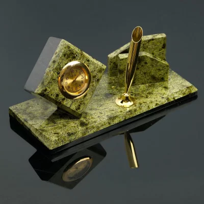 Набор настольный "Куб", 9,5х20х10 см, змеевик 800626