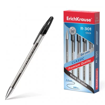Ручка гелевая ErichKrause® R-301 Classic Gel Stick 0.5, цвет чернил черный 53347