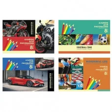 Альбом для рисования А4 скоба 8л MIX - Мальчики (ассорти) АР4ск8 8736 Аль8039