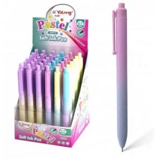 Ручка шариковая автоматическая Yalong, на масляной основе, "Pastel", 0,7 мм, синяя, игольчатый наконечник, цветной пластиковый корус, карт. уп YL232710