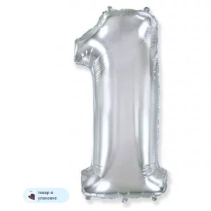 Шар (40\'\'/102 см) Цифра, 1, Серебро, 1 шт. в уп. B901761P