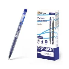 Ручка гелевая Alingar, "Jumbo GeL", 0,5 мм, синяя, игольчатый наконечник, трехгранный, прозрачный, пластик. корпус AL849/BL