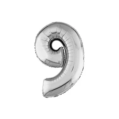 Шар Agura цифра 9 серебро (40\'/102см, 1 шт) 753859