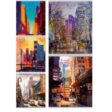 Тетрадь ЛИНИЯ 48л. УЛИЦЫ В АКВАРЕЛИ (48-3991) цветная мелованная обложка 48-3991