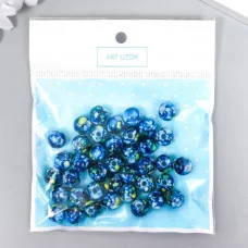 Бусины для творчества пластик "Шарики шамот синий" набор 20 гр d=1 см   6301279
