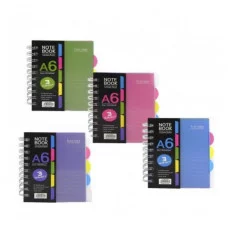 Записная книжка А6, Alingar, гребень, пластиковая обложка, с разделителями, ассорти, клетка, 120 л. Ретро тона AL10565