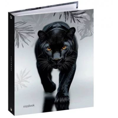 Тетрадь КЛЕТКА 80л. ГРАЦИОЗНАЯ ПАНТЕРА - 2 (Т80-4894), на кольцах, глянцевая ламинац, лен Т80-4894