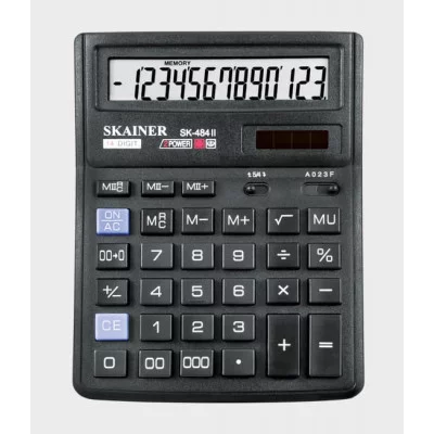 Настольный калькулятор SKAINER SK-484II (пл., 14 разрд., 2 пит., 2 пам., чер. 143 x 192 x 39.5 мм)