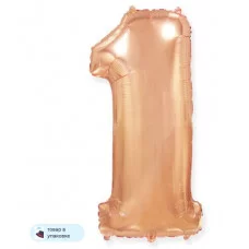 Шар (40\'\'/102 см) Цифра, 1, Розовое Золото, 1 шт. в уп. B901761RG