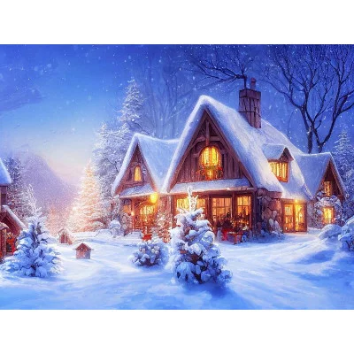 Алмаз. моз. (класс.) 22х32 см c подр., с полн. заполн.(24цв) Новогодняя ночь (Арт. НД-7627)