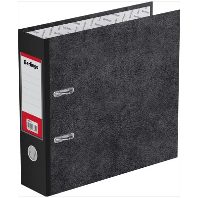 Папка-регистратор Berlingo "Standard", 70мм, А5, мрамор, с карманом на корешке, черная 232551