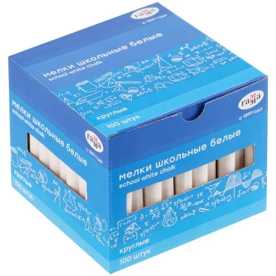 Мелки школьные Гамма, белые, 100шт., мягкие, круглые, картонная коробка 292220