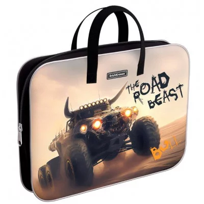 Папка текстильная на молнии ErichKrause с ручками Road Beast, A4+ 62915