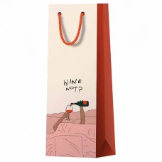 Пакет подарочный 1шт 12*36*8,5см MESHU "Wine not", глянцевая ламинация, под бутылку 354707